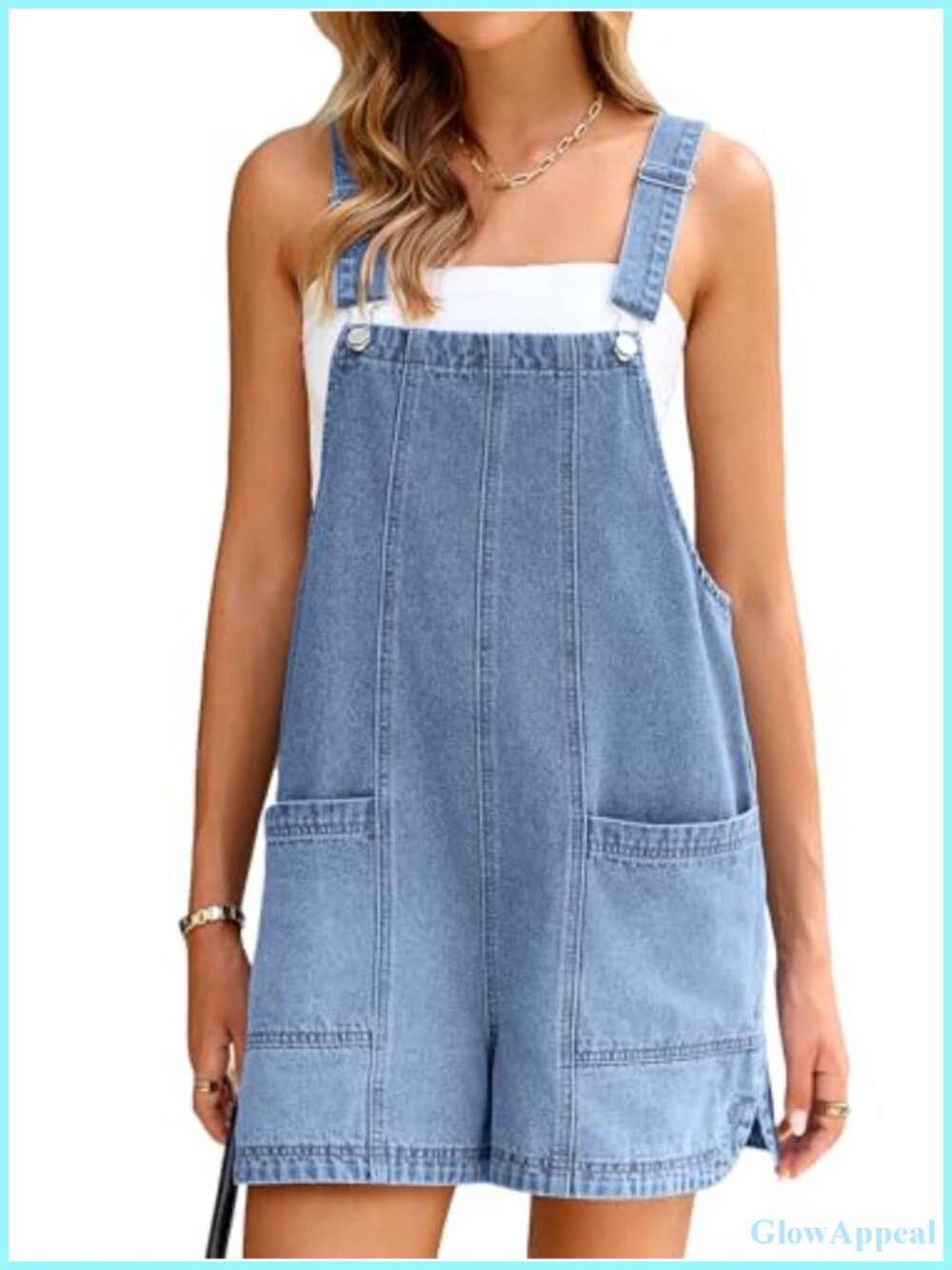 Women's Denim Overalls Romper Casual Loose Fit Adjustable Straps Shorts